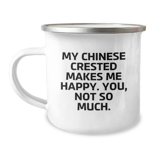 Chinese Crested Dog Lover's Camping Mug, Funny Gift for Friends from Family, Birthday Unique Gifts - Image 1