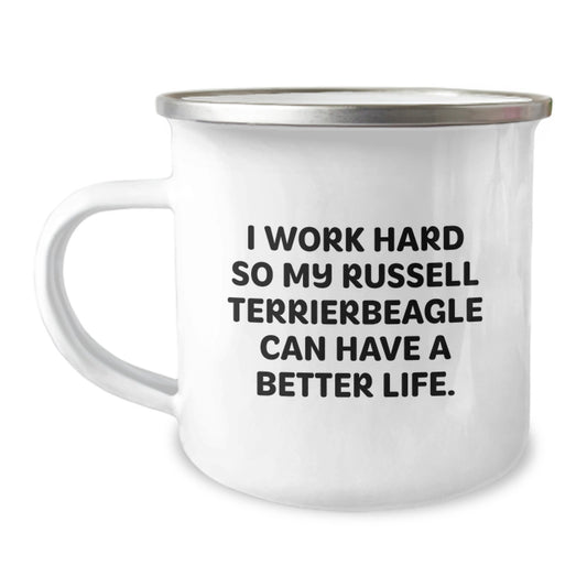 Russell Terrier Dog Lover Gifts, Funny Inspirational Quote Camping Mug for Friends, Gifts from Men to Russell Terrier Dog Enthusiasts, Graduation Unique Gifts - Image 1
