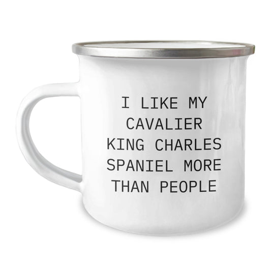 Funny Cavalier King Charles Spaniel Dog Camping Mug Gifts from Friends for Birthday - Image 1