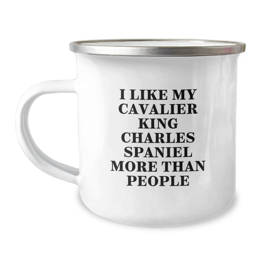 Cavalier King Charles Spaniel Dog Lover Gifts from Family and Friends - Funny Birthday Unique Gifts for Men and Women, Camping Mug, 'I Like My Cavalier King Charles Spaniel More Than People' - Image 1