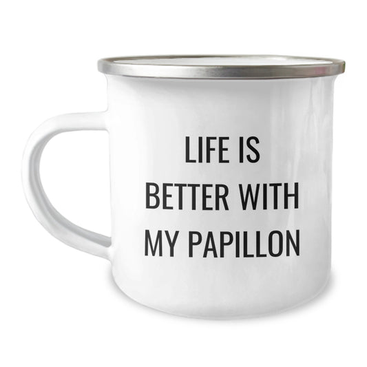 Funny Papillon Dog Lover Gifts from Family to Friends - Camping Mug - Life Is Better With My Papillon - Image 1