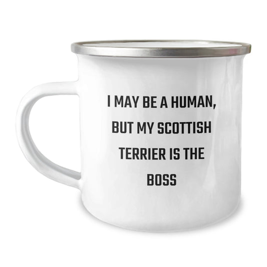 Scottish Terrier Dog Lover's Funny Gift, 'I May Be A Human, But My Scottish Terrier Is The Boss' - Valentine's Unique Gifts from Men to Women, Friends, or Family - Image 1