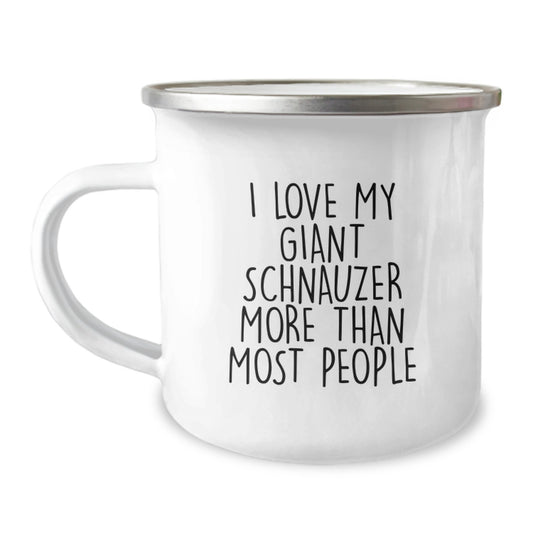 Giant Schnauzer Dog Camping Mug Gifts from Family, Funny Quote I Love My Giant Schnauzer More Than Most People, Birthday Unique Gifts for Giant Schnauzer Dog Owners - Image 1
