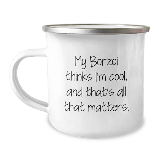 Borzoi Dog Lover's Funny Quote Camping Mug for Valentine's Unique Gifts from Friends to Family - Image 1