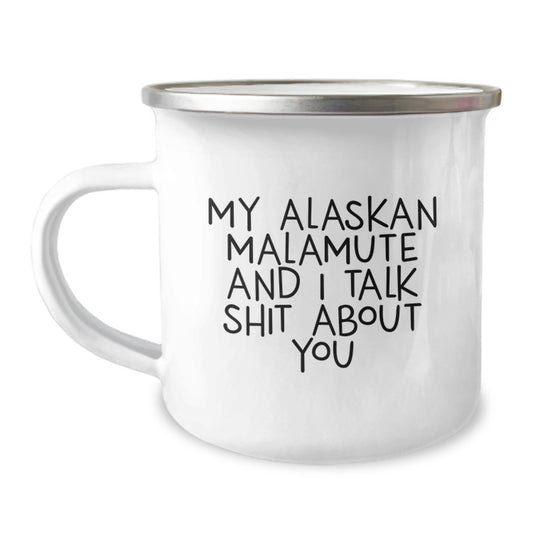 Funny Alaskan Malamute Dog Gifts for Men from Family, Unique Camping Mug for Graduation - Image 1
