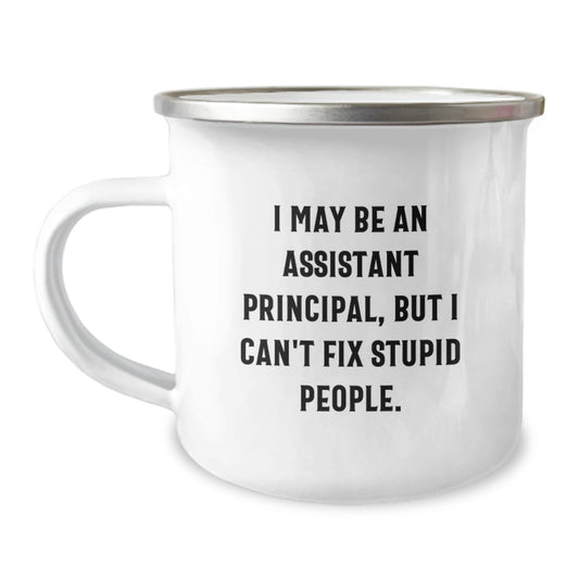 Gifts from Family to Assistant Principal - I May Be An Assistant Principal, But I Can't Fix Stupid People. Funny Camping Mug for Mom, Unique Mother's Day Unique Gifts for Assistant Principals - Image 1