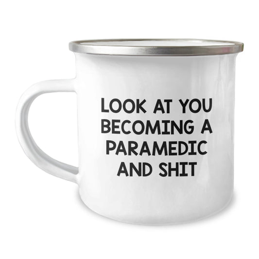 Funny Rescue Worker Gifts for Graduation - Gifts from Friends to Rescue Worker Men - Look At You Becoming A Rescue Worker And Shit Funny Humor Camping Mug - Image 1