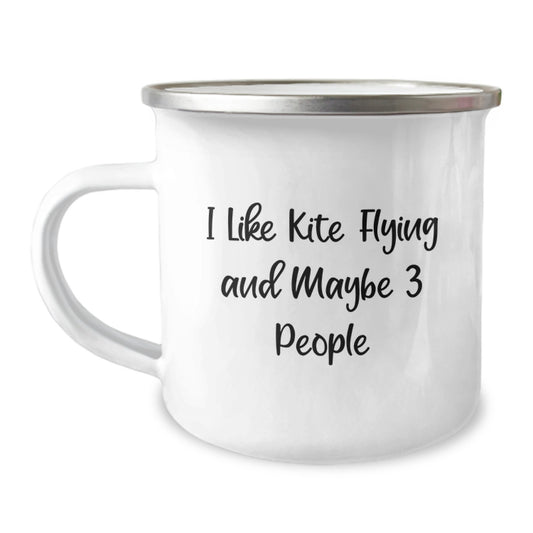 Funny Kite Flying Camping Mug Gifts for Kite Lovers from Family with Quote 'I Like Kite Flying And Maybe 3 People' - Image 1