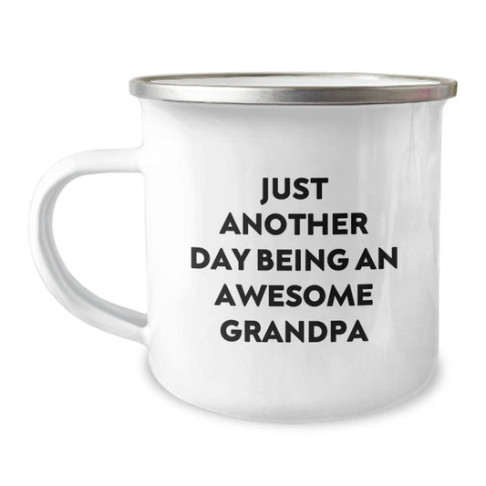 Grandpa Gifts, Funny Camping Mug for Men, Just Another Day Being An Awesome Grandpa, Gifts from Family, Gifts for Grandpa - Image 1