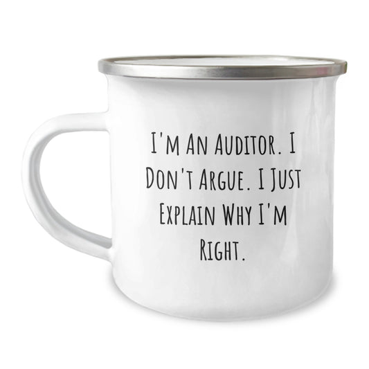 Gifts for Auditor Friends Funny Inspirational Camping Mug, Graduation Unique Gifts from Family to Men, Women, Coworkers 12 oz Stainless Steel with Enamel Finish - Image 1