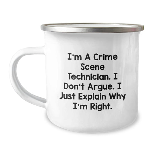 Crime Scene Technician Camping Mug - Funny Quote for Graduation Unique Gifts from Friends or Family to Men or Women - Image 1