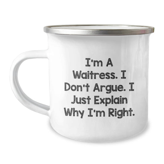 Funny Waitress Gifts from Friends, Waitress Humor, Mother's Day Unique Gifts for Waitress, Personalized Camping Mug - Image 1