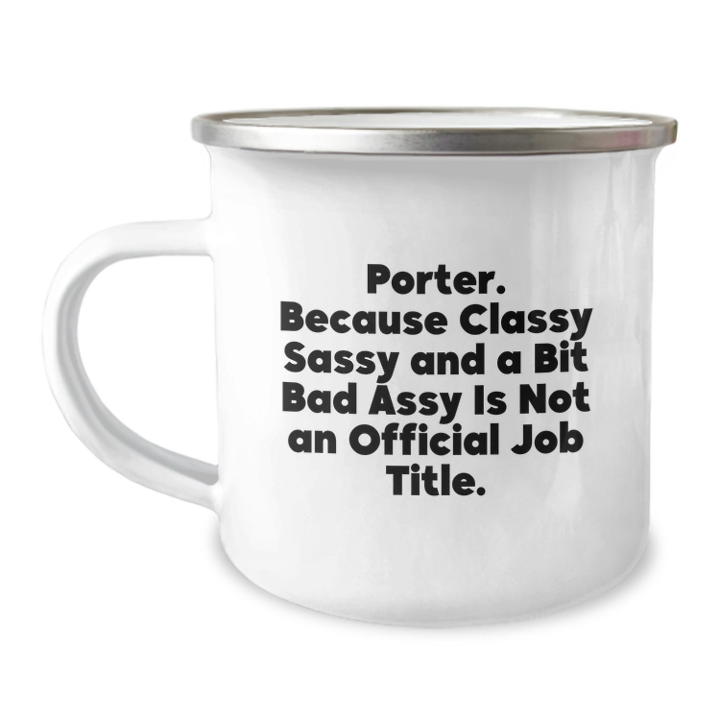 Porter Gifts, Funny Camping Mug, Mother's Day Unique Gifts from Men, Enamel Finish 12 oz Stainless Steel - Image 1