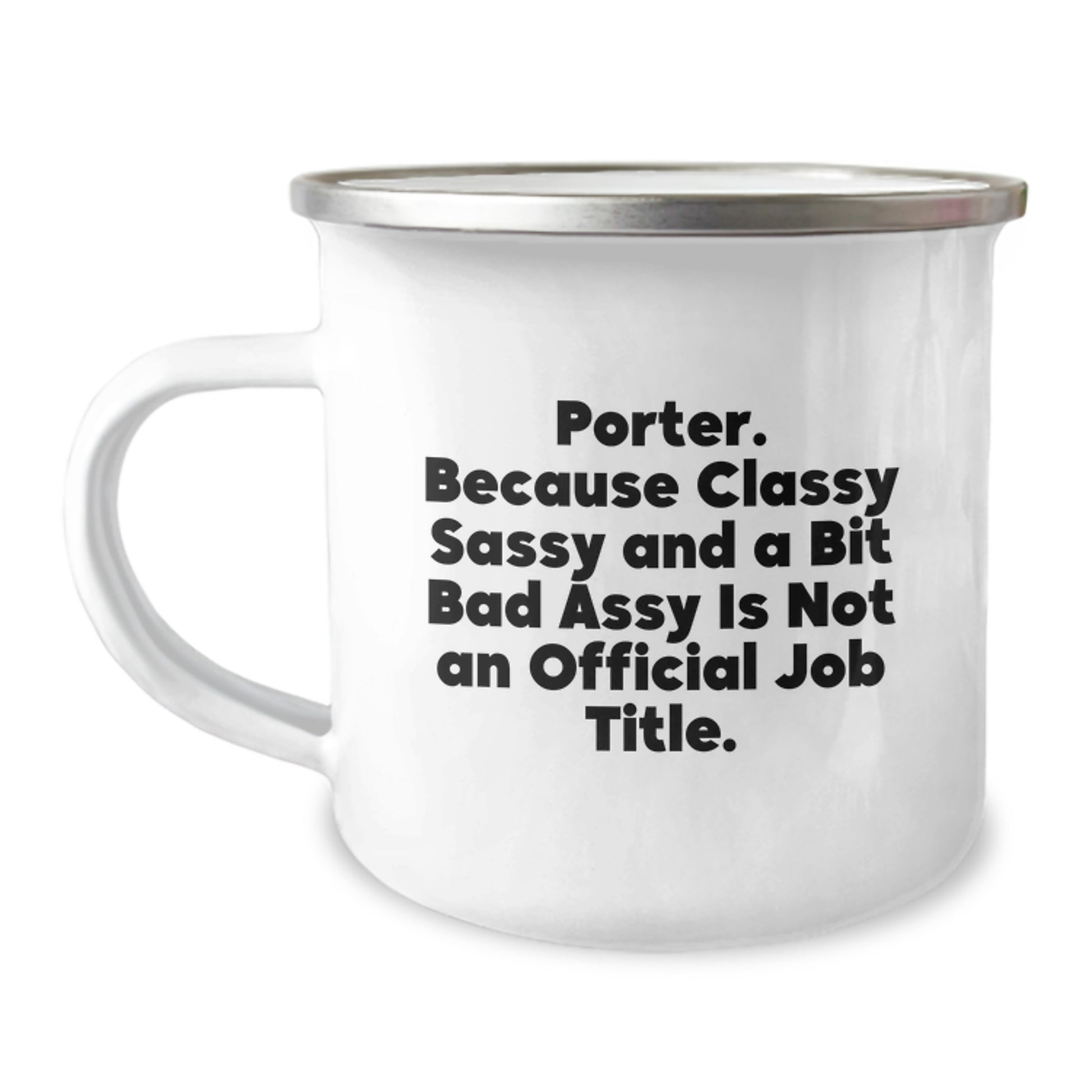 Porter Gifts, Funny Camping Mug, Mother's Day Unique Gifts from Men, Enamel Finish 12 oz Stainless Steel - Image 1