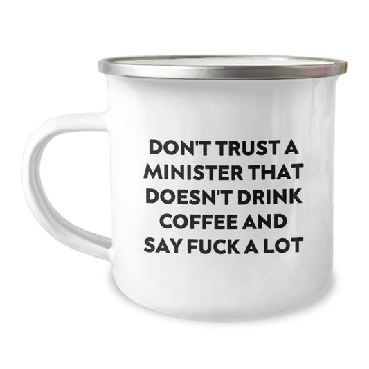 Funny Minister Gifts for Men - Camping Mug - Minister Coffee Lover, Say F--k A Lot - Birthday Unique Gifts from Friends - Image 1