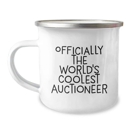 Auctioneer Gifts from Men for Valentine's Unique Funny Gifts - Officially The World's Coolest Auctioneer Stainless Steel 12 oz Camping Mug - Image 1
