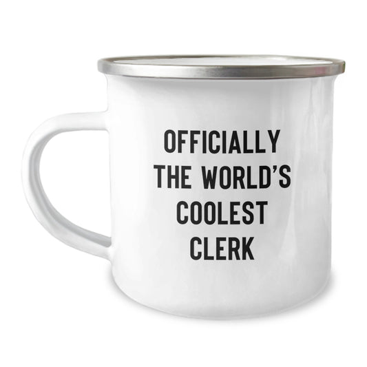 Funny Clerk Camping Mug, Gifts for Men, Women, Friends and Colleagues from Lovers, Valentine's Unique Gifts for Clerk Enthusiasts, Officially The World's Coolest Clerk Mug - Image 1