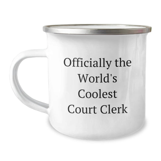 Funny Court Clerk Gifts from Friends, Camping Mug for Men and Women, 'Officially The World's Coolest Court Clerk' Quote, Unique Christmas Unique Gifts - Image 1