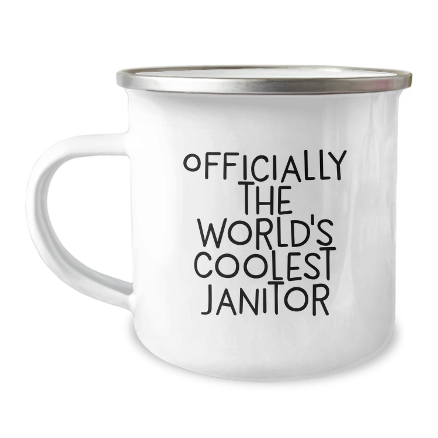 Funny Janitor Gifts for Janitor Friends and Coworkers - 'Officially The World's Coolest Janitor' Camping Mug for Graduation Unique Gifts from Men to Women - Image 1