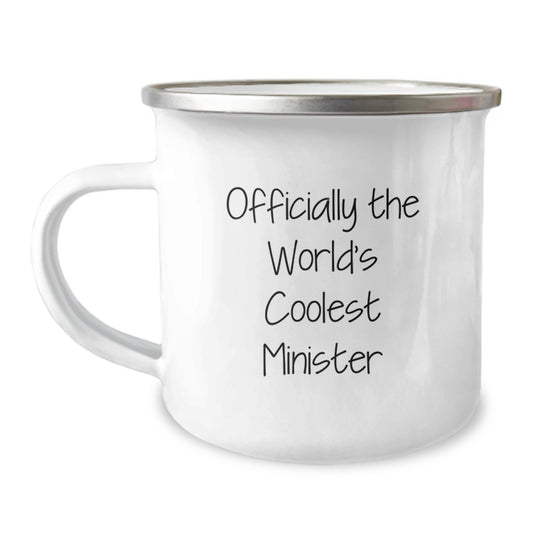 Funny Minister Gifts, Camping Mug Quote - Officially The World's Coolest Minister, Valentine's Unique Gifts for Minister Friends and Family - Image 1
