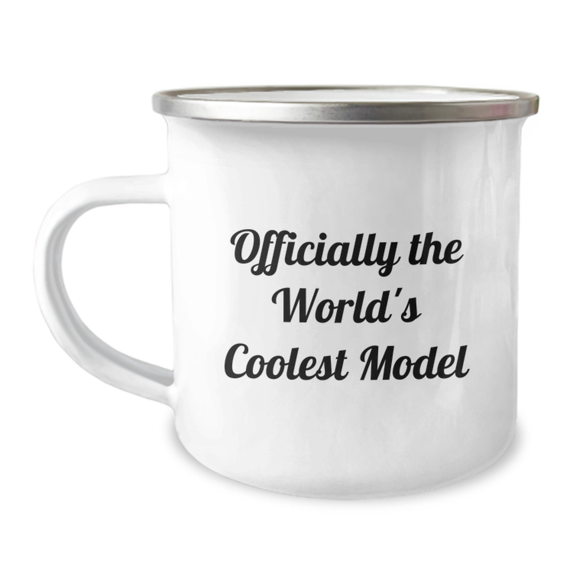 Funny Model Gifts for Men - 'World's Coolest Model' Enamel Camping Mug, Unique Graduation Gifts from Friends, Family, or Coworkers to Model Enthusiasts, Perfect for Outdoor Adventures - Image 1