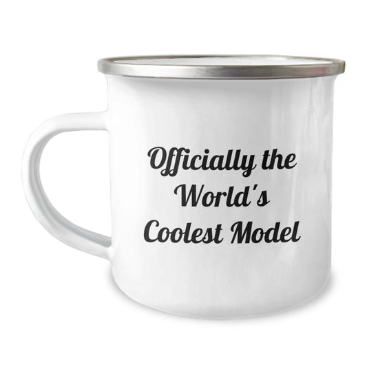 Funny Model Gifts for Men - 'World's Coolest Model' Enamel Camping Mug, Unique Graduation Gifts from Friends, Family, or Coworkers to Model Enthusiasts, Perfect for Outdoor Adventures - Image 1