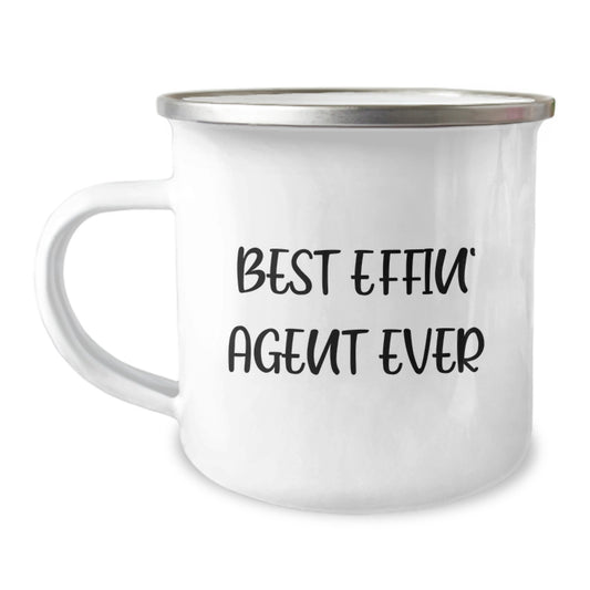 Funny Agent Gifts for Valentine's - Best Effin' Agent Ever Camping Mug, Stainless Steel with Enamel Finish - Image 1