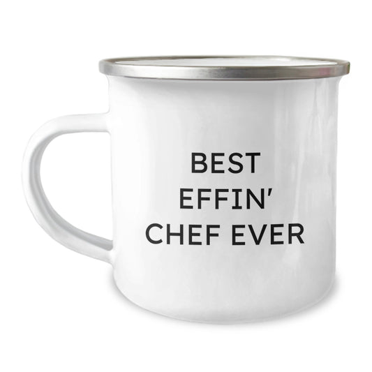 Funny Chef Gifts for Men Camping Mug Best Effin' Chef Ever, Valentine's Unique Gifts from Husband to Wife, 12 oz Stainless Steel Enamel Finish Insulated Mug - Image 1