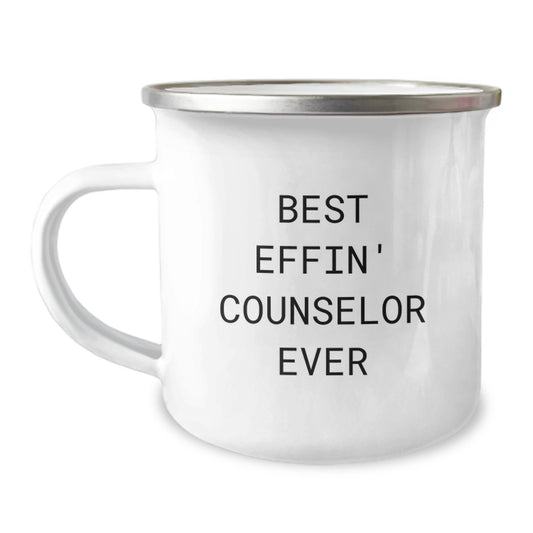 Funny Counselor Gifts from Family - Best Effin' Counselor Ever Camping Mug for Graduation - Unique Counselor Appreciation Mug - Image 1