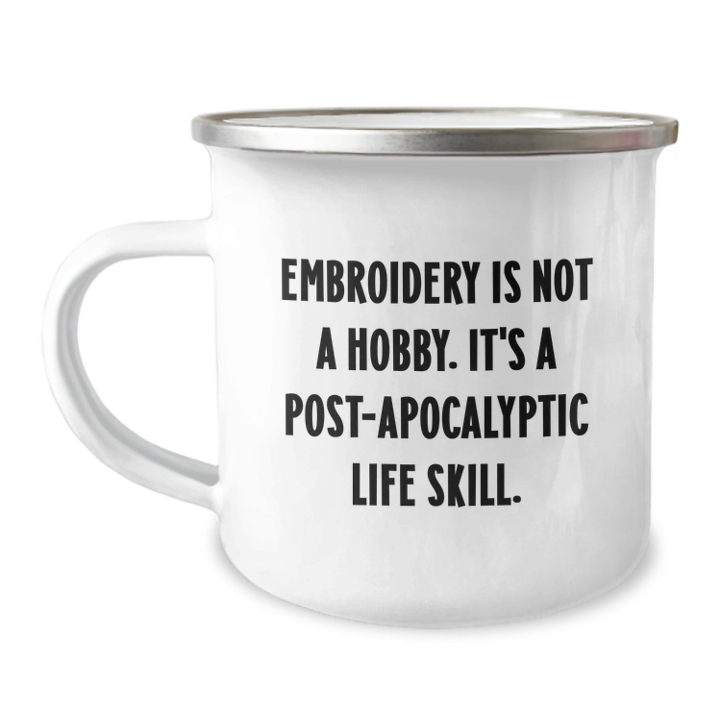 Funny Embroidery Gifts for Men - Camping Mug with Embroidery Is Not A Hobby Message, Perfect Christmas Unique Gifts from Friends, 12 oz Stainless Steel - Image 1