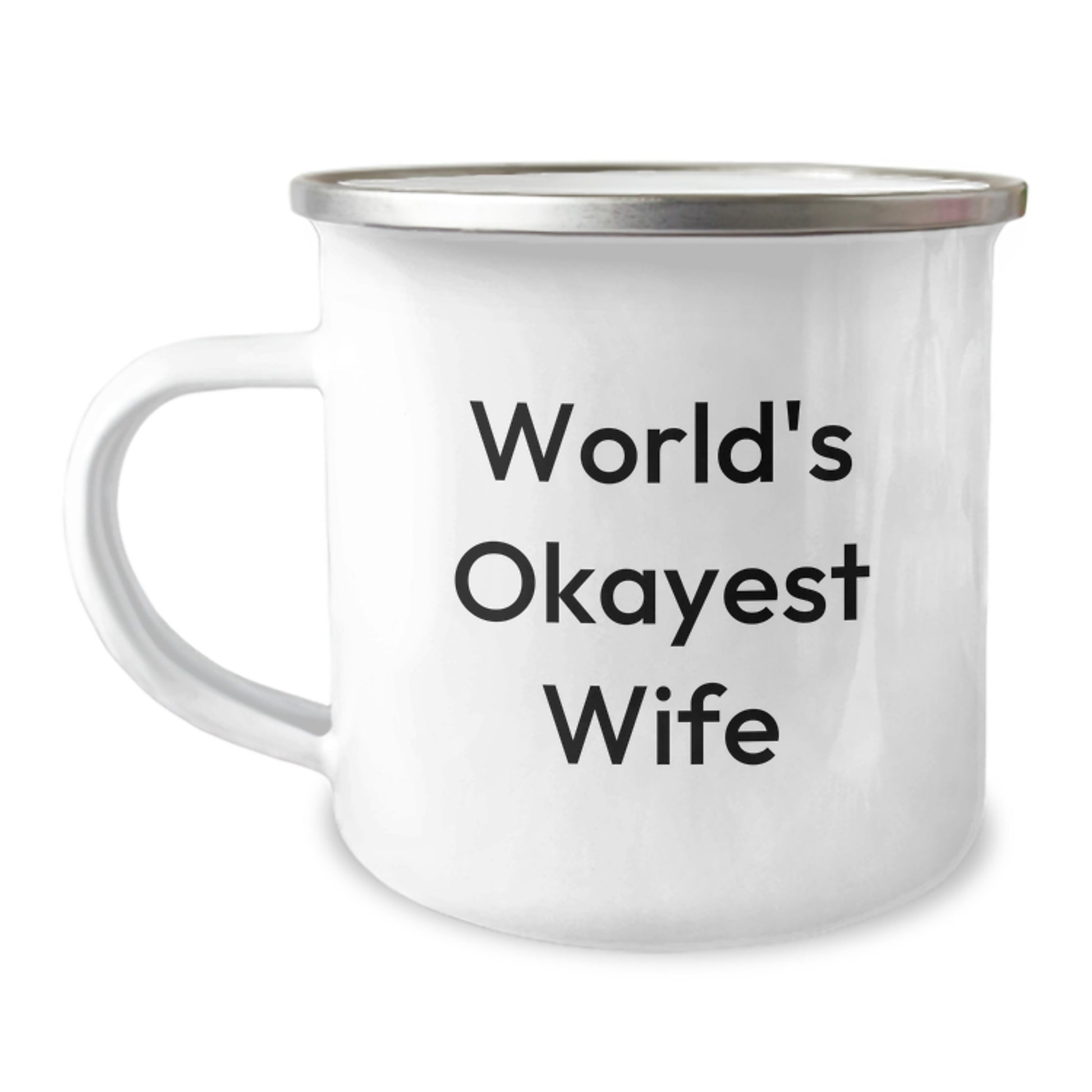 Funny Wife Gifts from Men - World's Okayest Wife Stainless Steel Camping Mug for Birthday - Unique Gifts for Wife Camping Enthusiasts - Image 1
