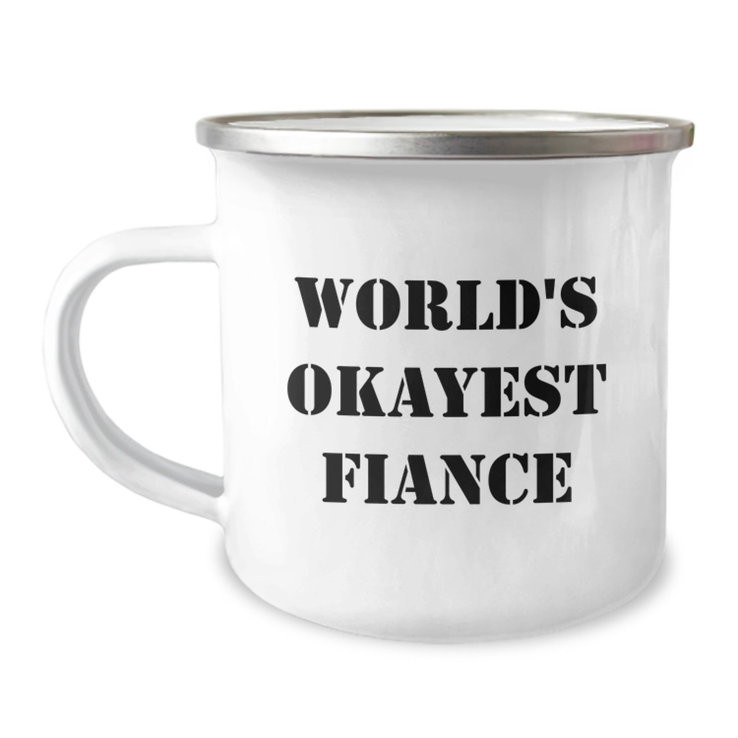 Funny Fiance Gifts, World's Okayest Fiance Camping Mug, Birthday Unique Gifts from Men, Gifts for Fiance - Image 1