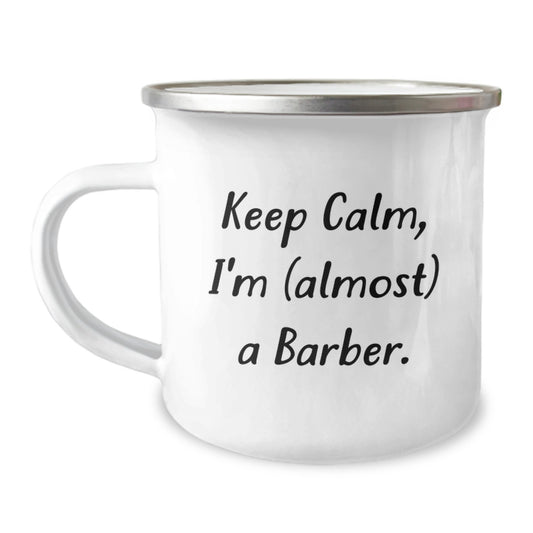 Funny Barber Gifts for Men, 'Keep Calm I'm (almost) A Barber' Christmas Unique Gifts from Friends to Family - Image 1