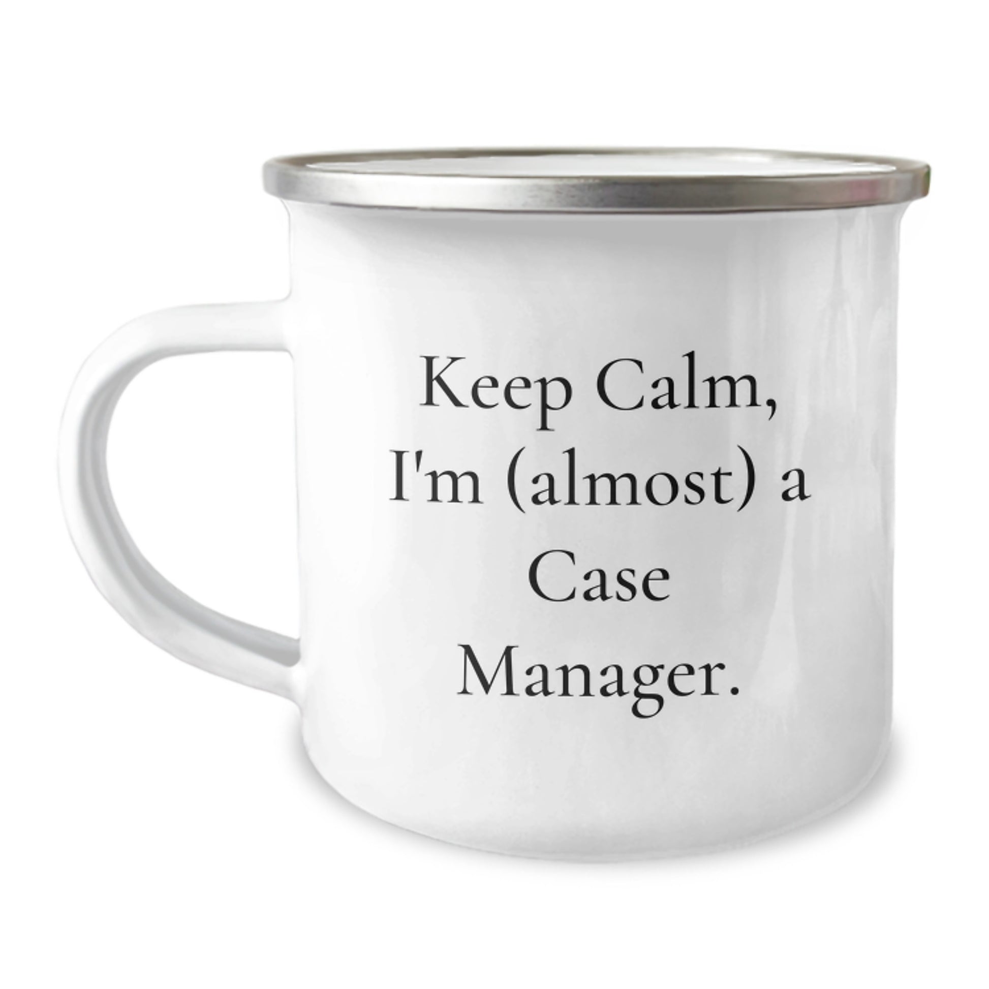 Funny Case Manager Gifts, Christmas Unique Gifts for Case Managers from Friends, Christmas Camping Mug with Keep Calm I'm (almost) A Case Manager Quote - Image 1