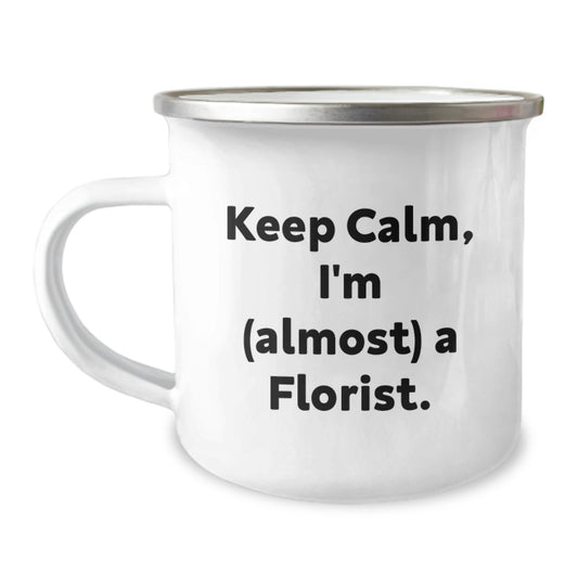 Funny Florist Gifts for Men, Women, Friends - Keep Calm I'm (almost) A Florist Christmas Unique Mugs by Florists - Image 1