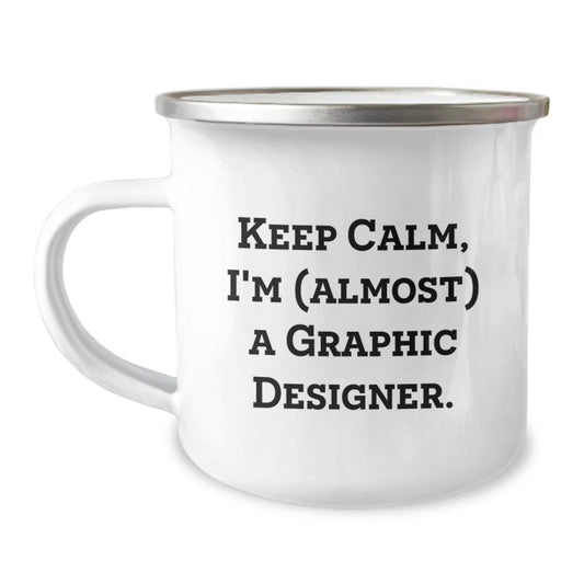 Funny Graphic Designer Gifts for Men from Friends, Christmas Unique Mugs with Keep Calm, I'm (almost) A Graphic Designer. - Image 1