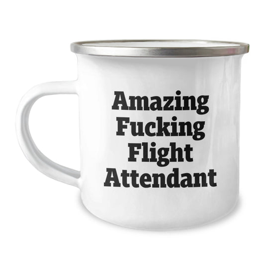 Funny Flight Attendant Gifts for Men, Unique Birthday Unique Gifts from Friends to Flight Attendant Camping Mug - Image 1