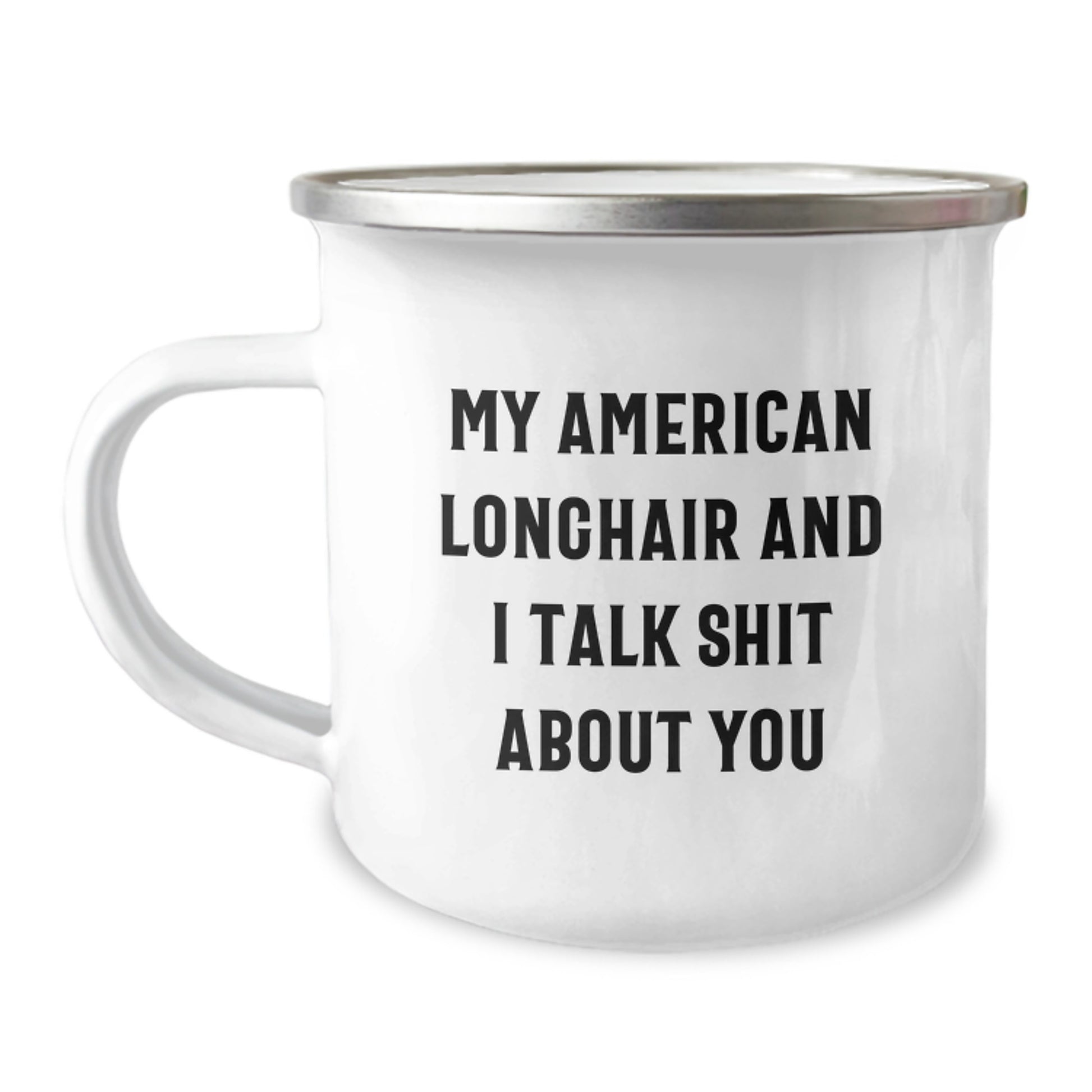 Funny American Longhair Cat Camping Mug for Dad, Gifts from Men to Family on Father's Day - Image 1