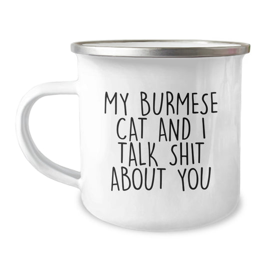 Burmese Cat Lover's Funny Camping Mug Gifts from Men to Dad for Father's Day - Image 1