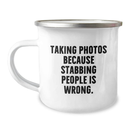Camping Mug Taking Photos Gifts for Friends Funny Quote Christmas Unique Presents - Image 1