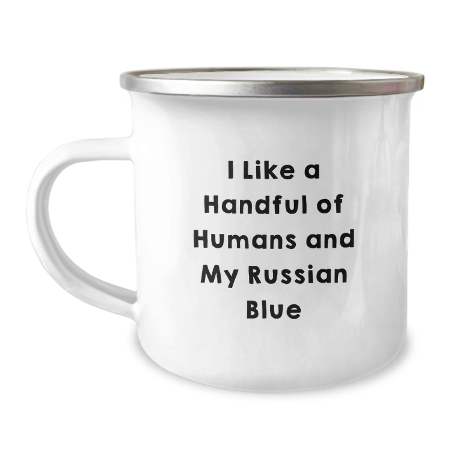 Unique Russian Blue Cat Camping Mug for Valentine's, Funny Quote, Gifts from Men to Women, for Russian Blue Cat Lovers - Image 1