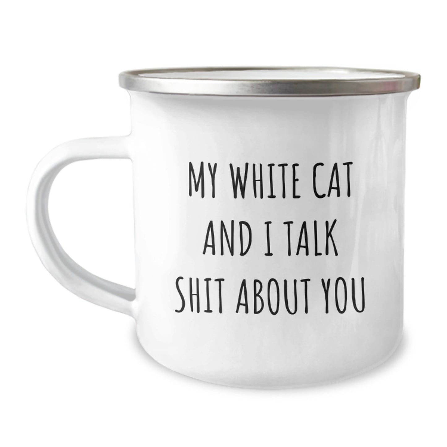Funny White Cat Gifts from Family for White Cat Lover Mother's Day Camping Mug - Image 1