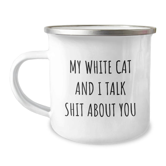 Funny White Cat Gifts from Family for White Cat Lover Mother's Day Camping Mug - Image 1