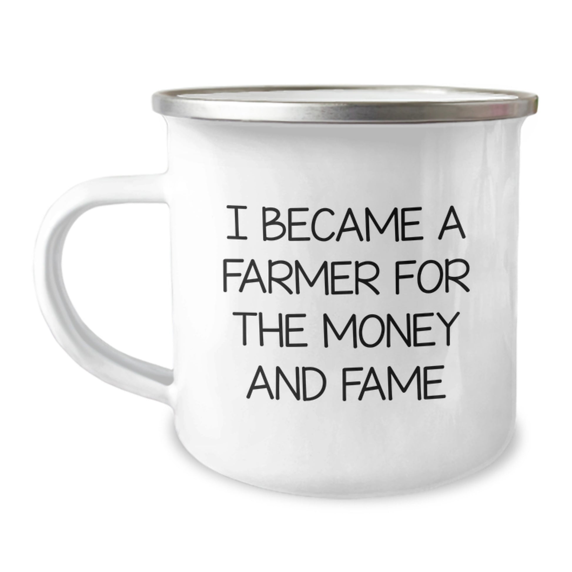 Funny Farmer Gifts for Him - Camping Mug with I Became A Farmer For The Money And Fame Quote - Men's Christmas Unique Gifts from Friends - Image 1