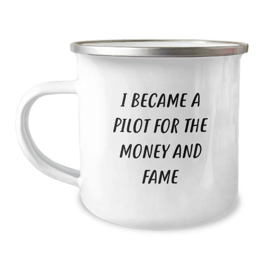 Funny Pilot Gifts from Friends for Pilot Lovers - Christmas Unique Gifts - I Became A Pilot For The Money And Fame - Image 1