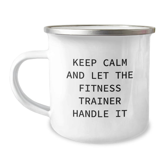 Funny Fitness Trainer Camping Mug, Gifts from Friends for Fitness Trainer Men, Christmas Unique Presents - Image 1
