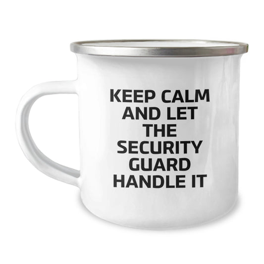 Funny Security Guard Christmas Unique Gifts from Men for Security Guard Camping Mug - 'Keep Calm And Let The Security Guard Handle It' - Image 1