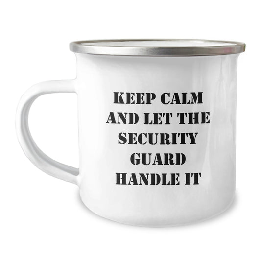 Funny Security Guard Christmas Unique Gift Ideas, Security Guard Camping Mug, 'Keep Calm And Let The Security Guard Handle It' - Image 1