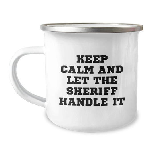 Fun Sheriff Camping Mug Gifts from Friends for Sheriff Men at Christmas Unique Gifts - Image 1