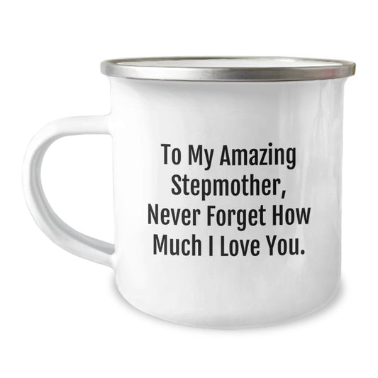 Funny Stepmother Gifts for Christmas - Gifts from Family to My Amazing Stepmother Never Forget How Much I Love You Camping Mug - Image 1